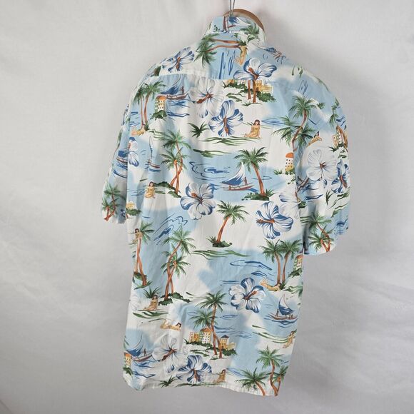 Campia Moda Shirt Men's L Blue Colorful Hawaiian Tropic Button Down Short Sleeve - Picture 15 of 16